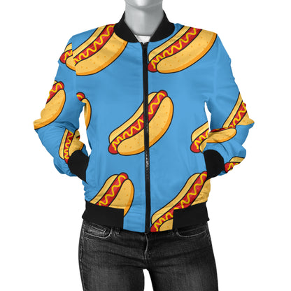 Hot Dog Pattern Print Design 02 Women's Bomber Jacket