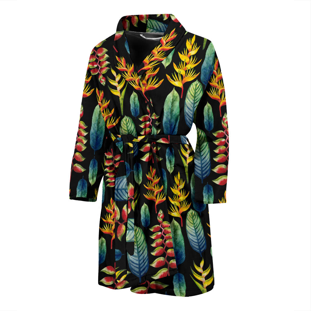 Heliconia Pattern Print Design HL03 Men Bathrobe