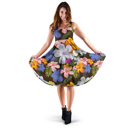 Plumeria Pattern Print Design PM03 Midi Dress