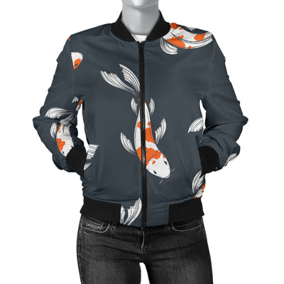 KOI Fish Pattern Print Design 04 Women's Bomber Jacket