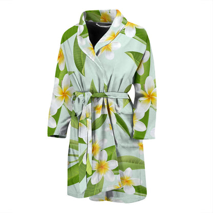 Yellow Plumeria Pattern Print Design PM024 Men Bathrobe