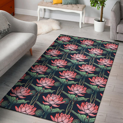 Water Lily Pattern Print Design WL03 Area Rugs