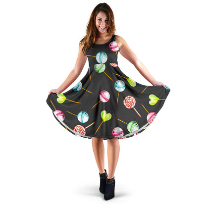 Lollipop Pattern Print Design LL02 Midi Dress