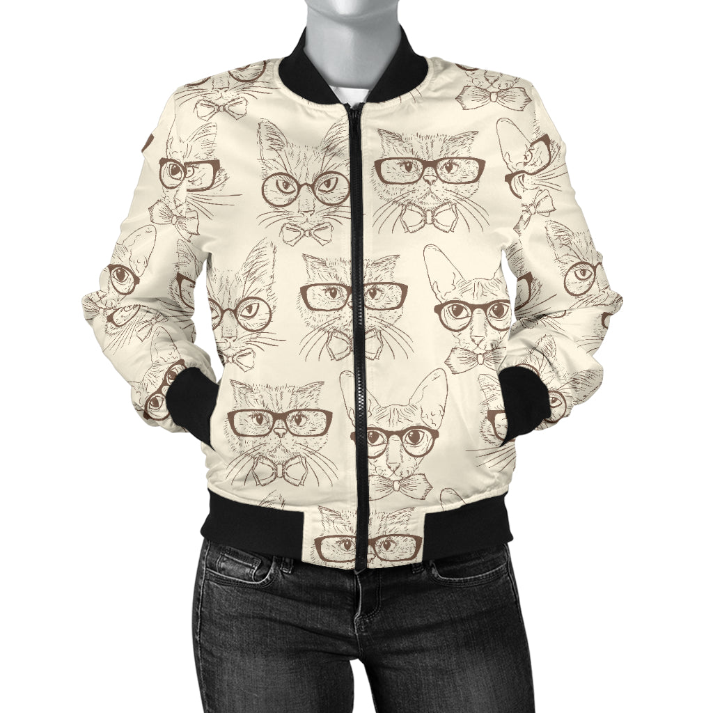 Cat Pattern Print Design 02 Women's Bomber Jacket