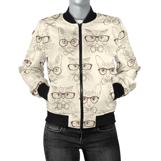 Cat Pattern Print Design 02 Women's Bomber Jacket