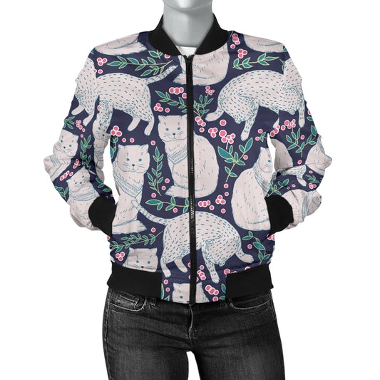 Cat Pattern Print Design 06 Women's Bomber Jacket