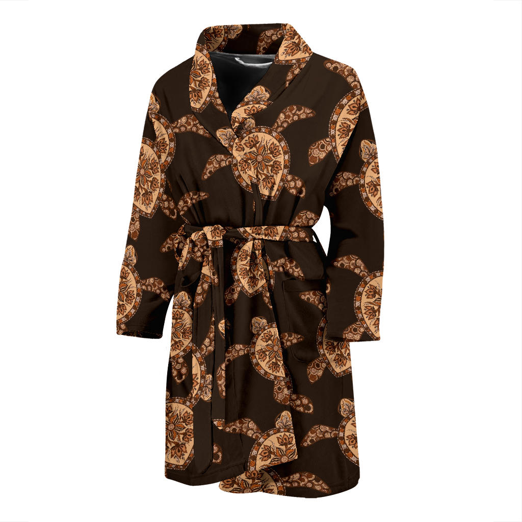 Tribal Sea Turtle Pattern Print Design T09 Men Bathrobe