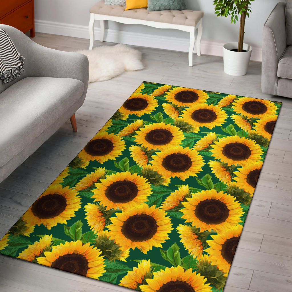 Sunflower Pattern Print Design SF02 Area Rugs