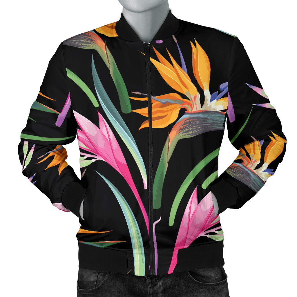 Tropical Flower Pattern Print Design TF017 Men Bomber Jacket