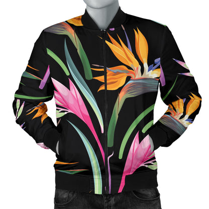 Tropical Flower Pattern Print Design TF017 Men Bomber Jacket