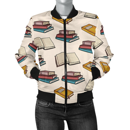 Book Pattern Print Design 04 Women's Bomber Jacket
