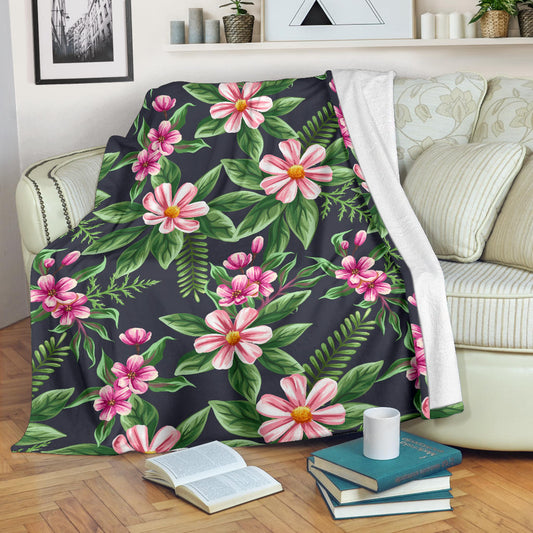 Summer Floral Pattern Print Design SF010 Fleece Blanket