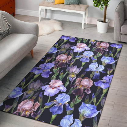 Iris Pattern Print Design IR04 Area Rugs