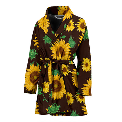 Sunflower Pattern Print Design SF01 Women Bathrobe