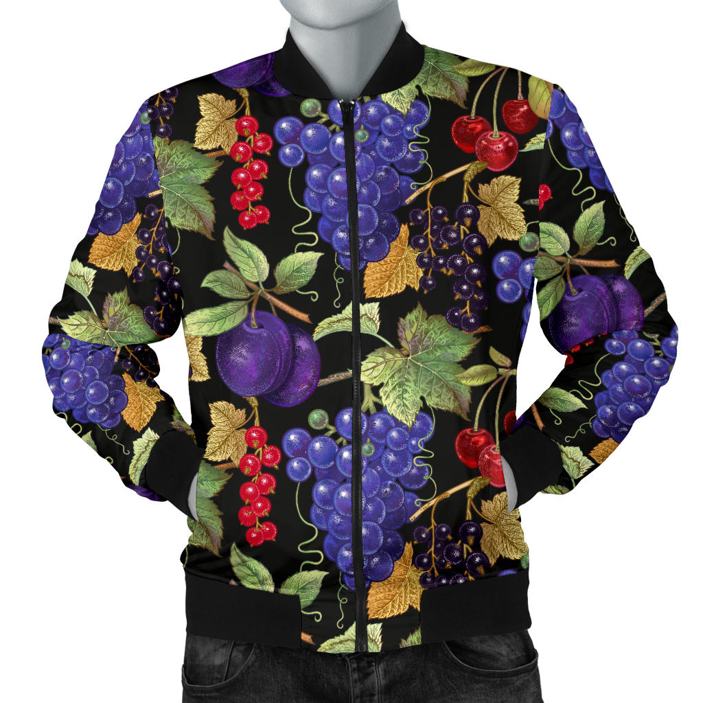 Grape Pattern Print Design GP05 Men Bomber Jacket