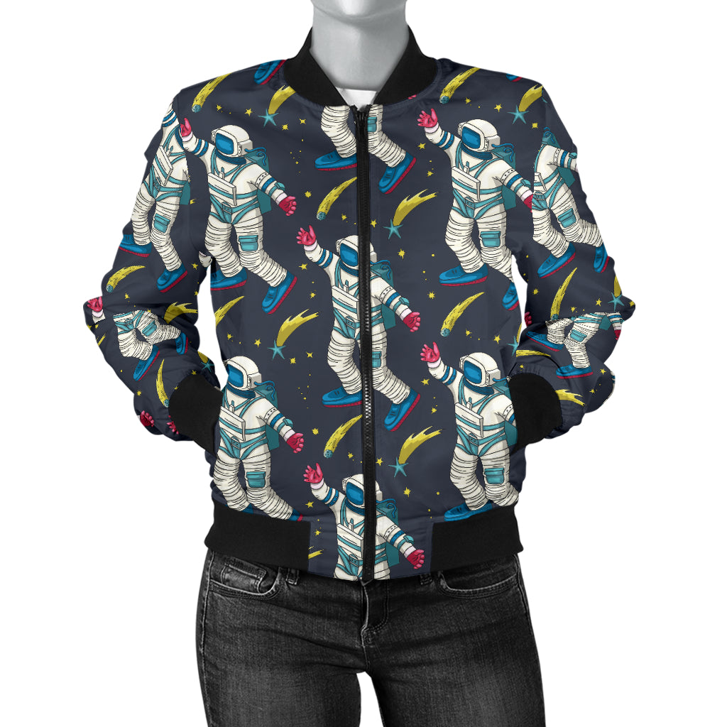 Astronaut Pattern Print Design 04 Women's Bomber Jacket