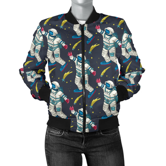 Astronaut Pattern Print Design 04 Women's Bomber Jacket