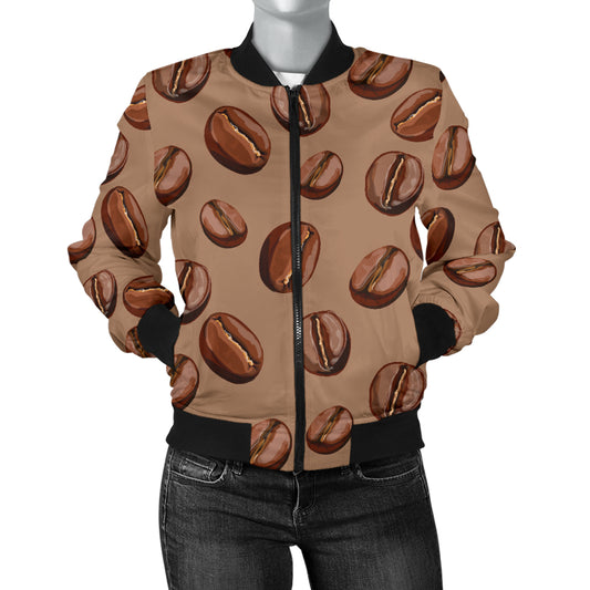 Coffee Pattern Print Design 07 Women's Bomber Jacket