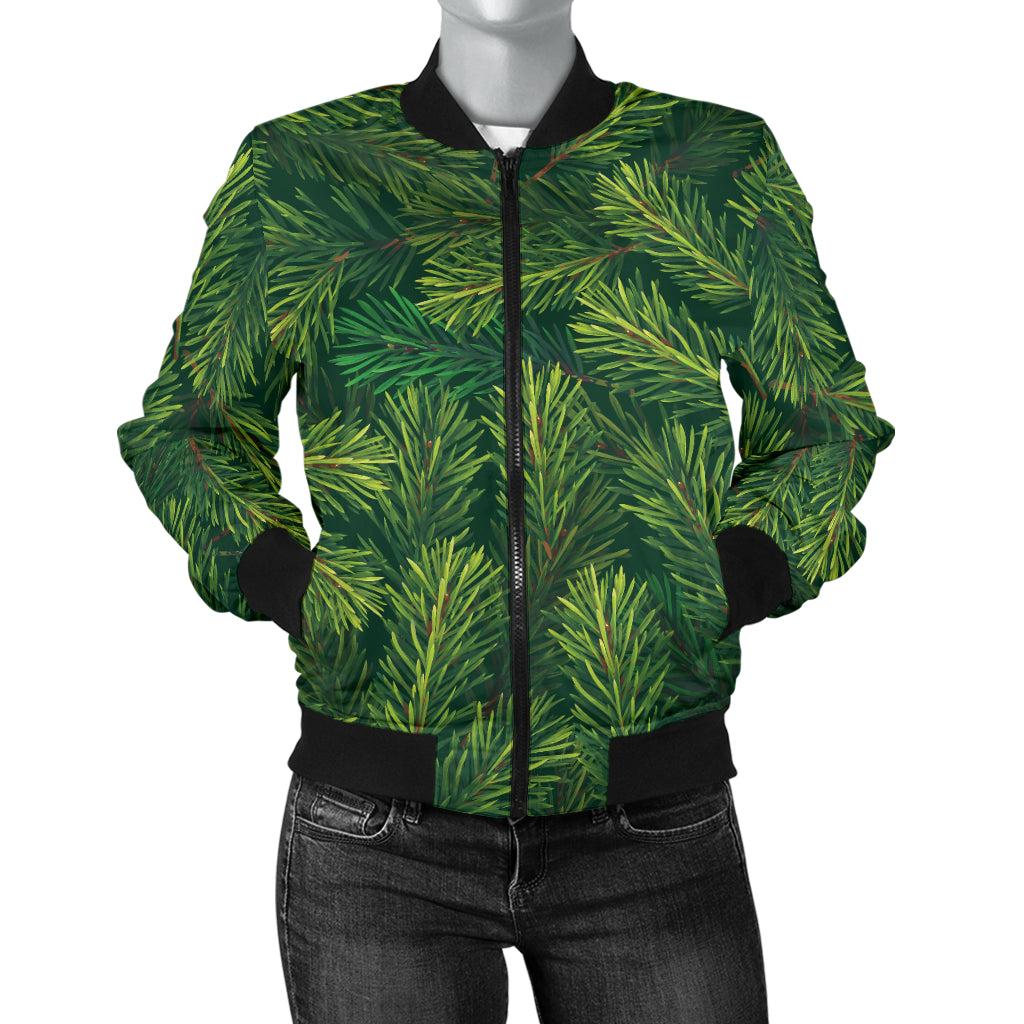 Christmas Tree Pattern Print Design 02 Women's Bomber Jacket