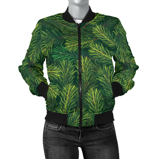 Christmas Tree Pattern Print Design 02 Women's Bomber Jacket