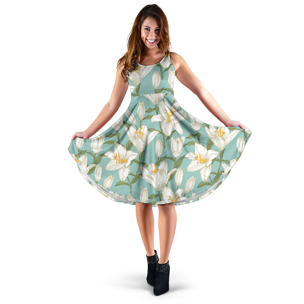Lily Pattern Print Design LY09 Midi Dress