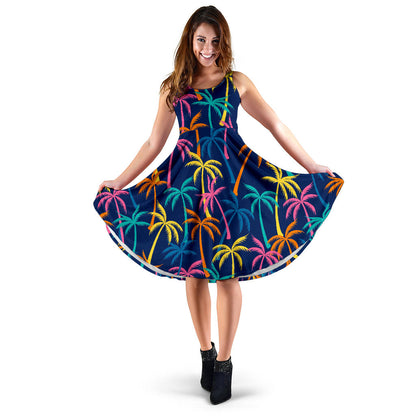 Palm Tree Pattern Print Design PT013 Midi Dress