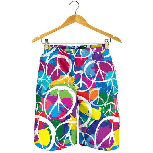 Peace Sign Colorful Pattern Print Design A02 Mens Shorts