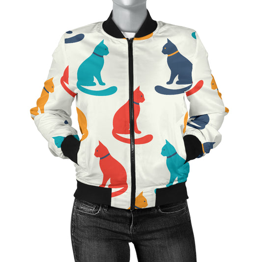 Cat Pattern Print Design 03 Women's Bomber Jacket