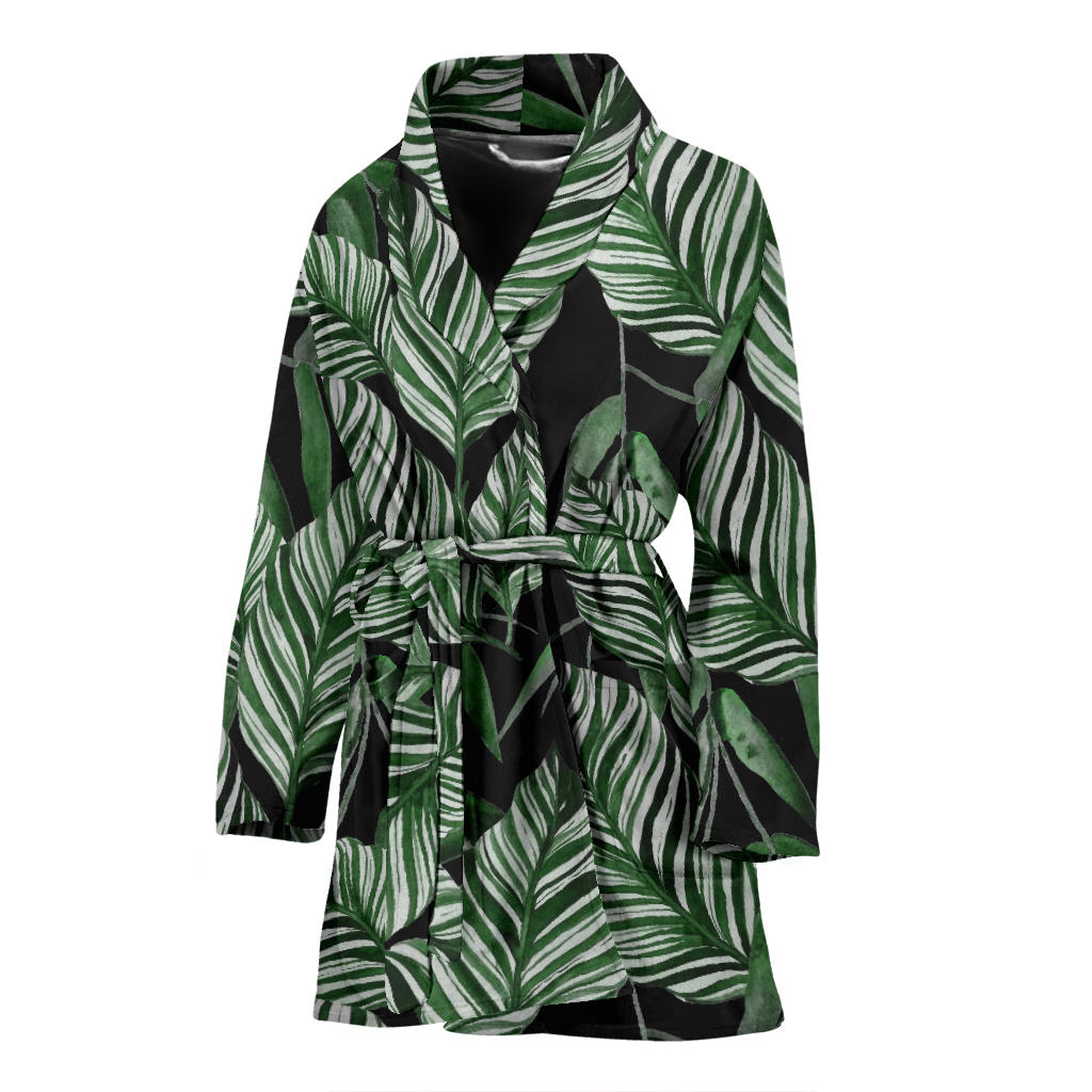 Palm Leaves Pattern Print Design PL09 Women Bathrobe