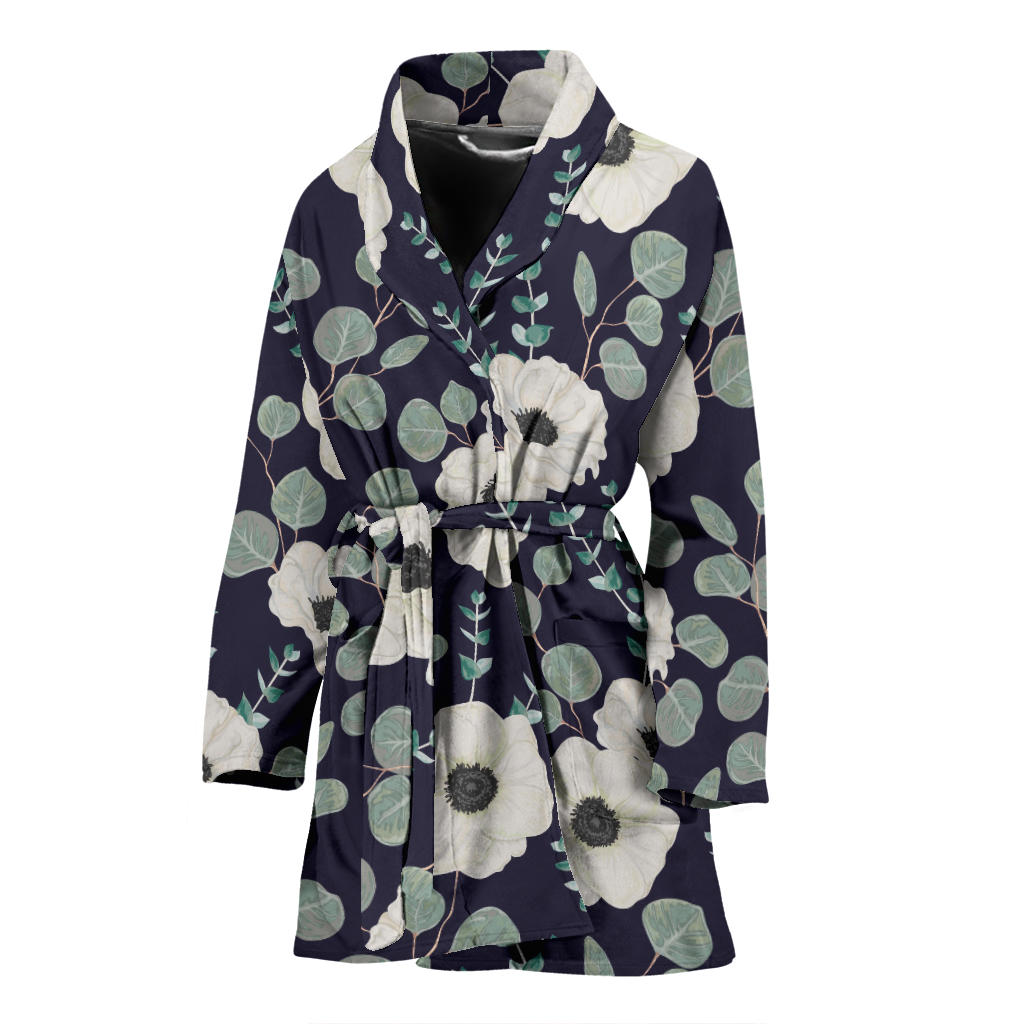 Anemone Pattern Print Design AM01 Women Bathrobe