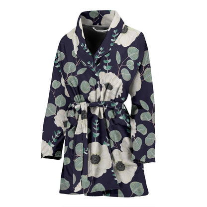 Anemone Pattern Print Design AM01 Women Bathrobe