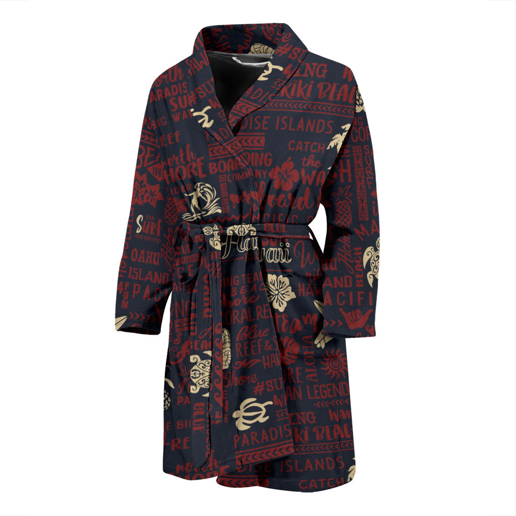 Hawaiian Themed Pattern Print Design H017 Men Bathrobe