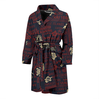 Hawaiian Themed Pattern Print Design H017 Men Bathrobe