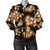 Brown Hibiscus Pattern Print Design HB06 Women Bomber Jacket