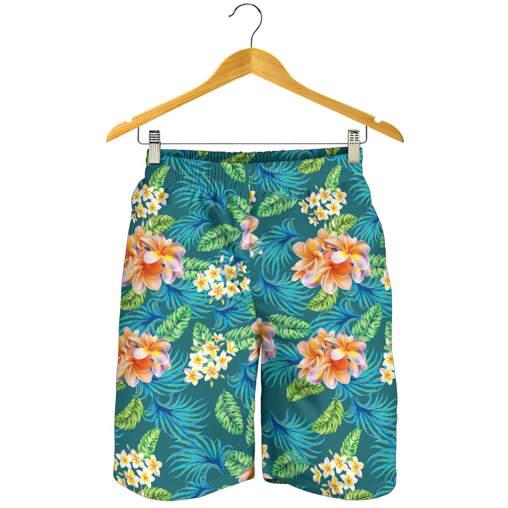Plumeria Tropical Flower Design Print Mens Shorts