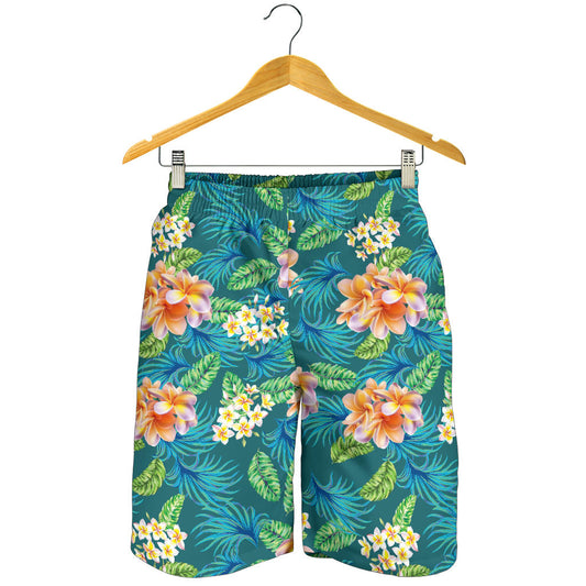 Plumeria Tropical Flower Design Print Mens Shorts