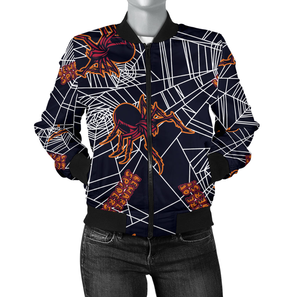 Tarantula Spiderwebs Pattern Print Design 01 Women's Bomber Jacket