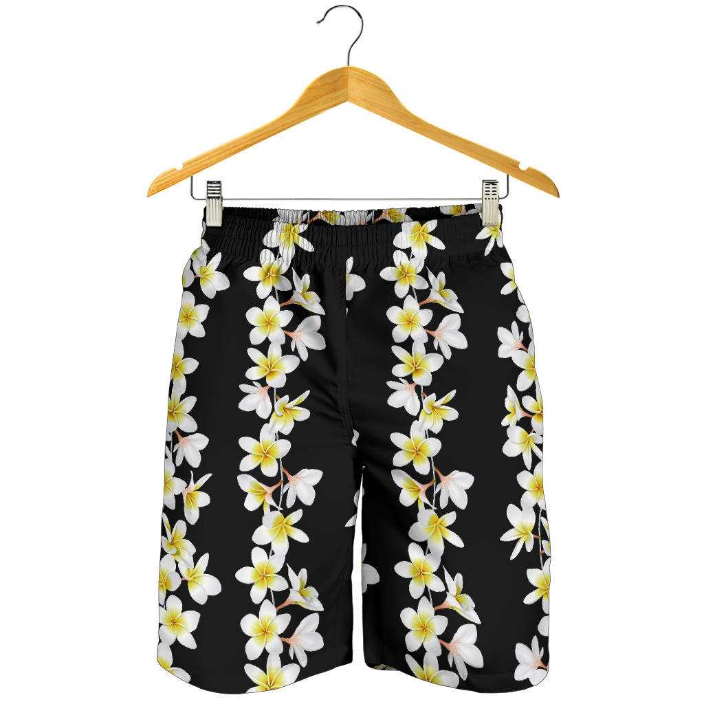 White Plumeria Pattern Print Design PM08 Mens Shorts