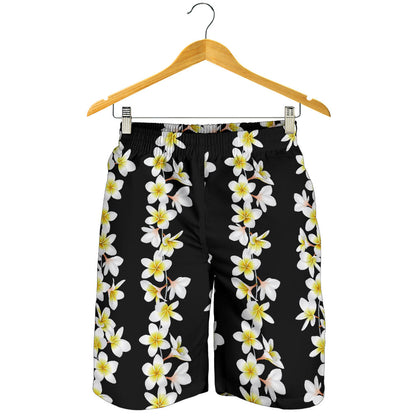 White Plumeria Pattern Print Design PM08 Mens Shorts
