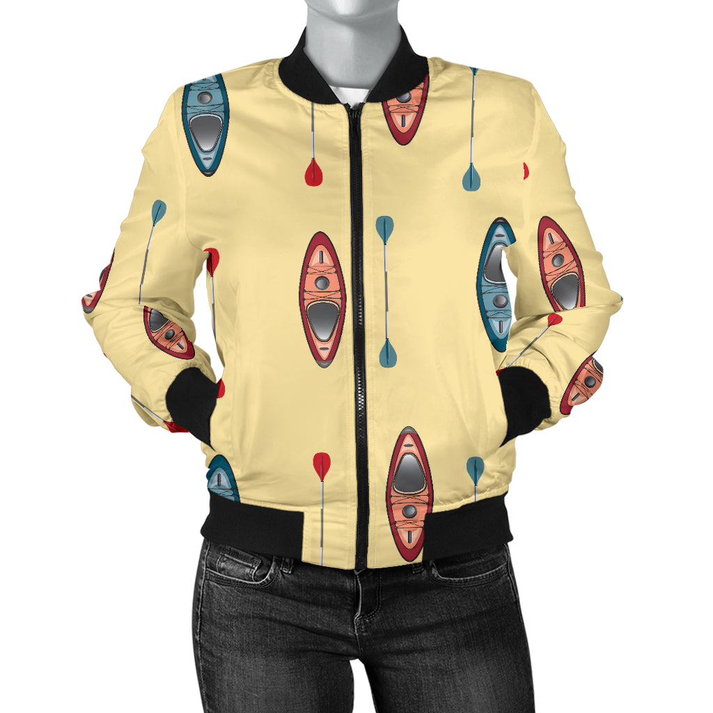 Kayak Pattern Print Design 02 Women's Bomber Jacket
