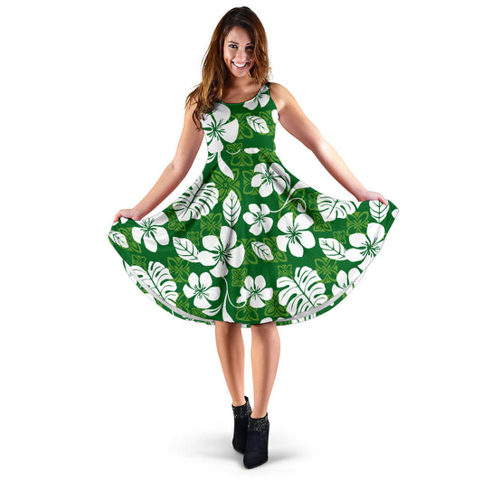 Hawaiian Themed Pattern Print Design H016 Midi Dress