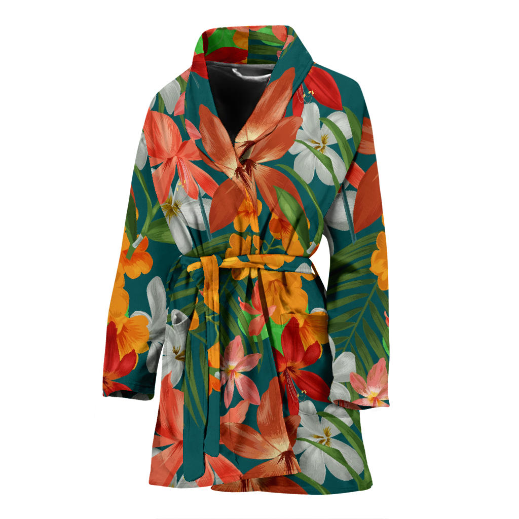 Amaryllis Pattern Print Design AL06 Women Bathrobe