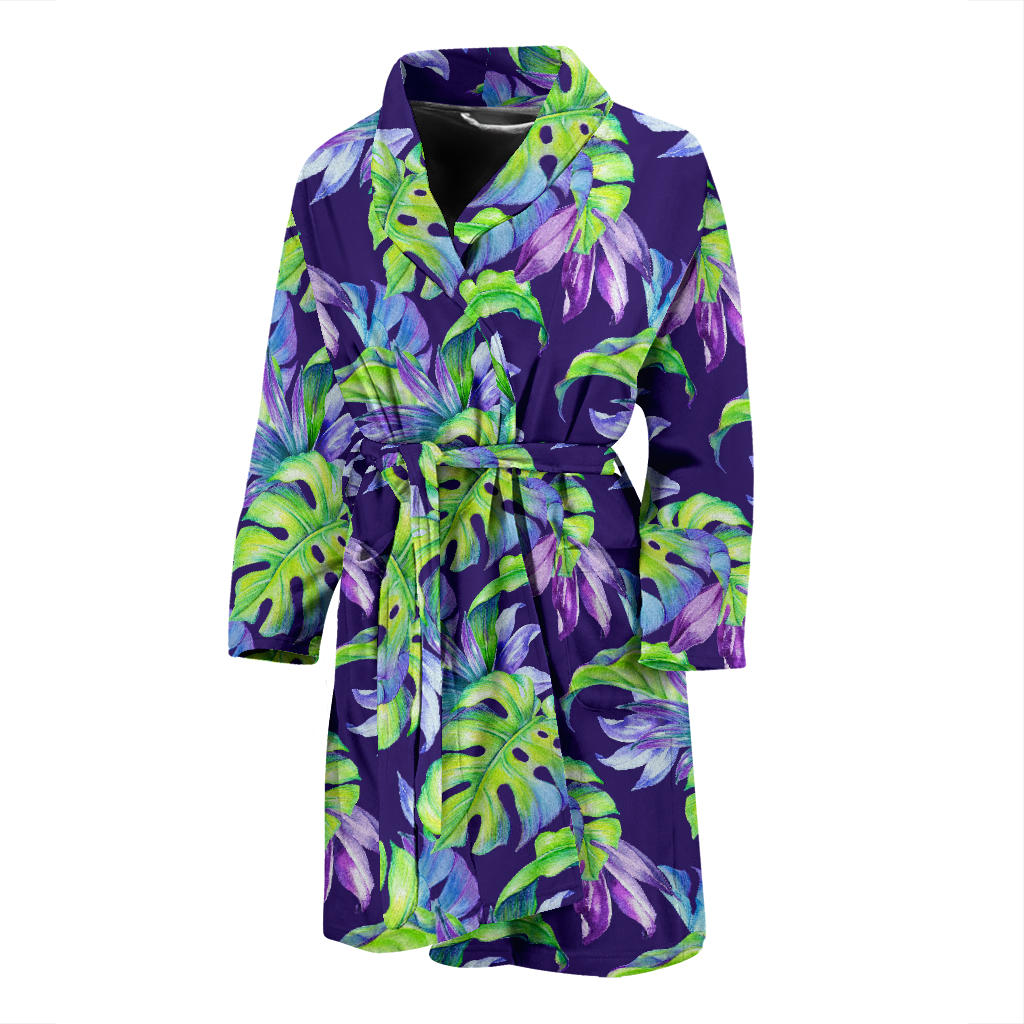 Tropical Flower Pattern Print Design TF019 Men Bathrobe