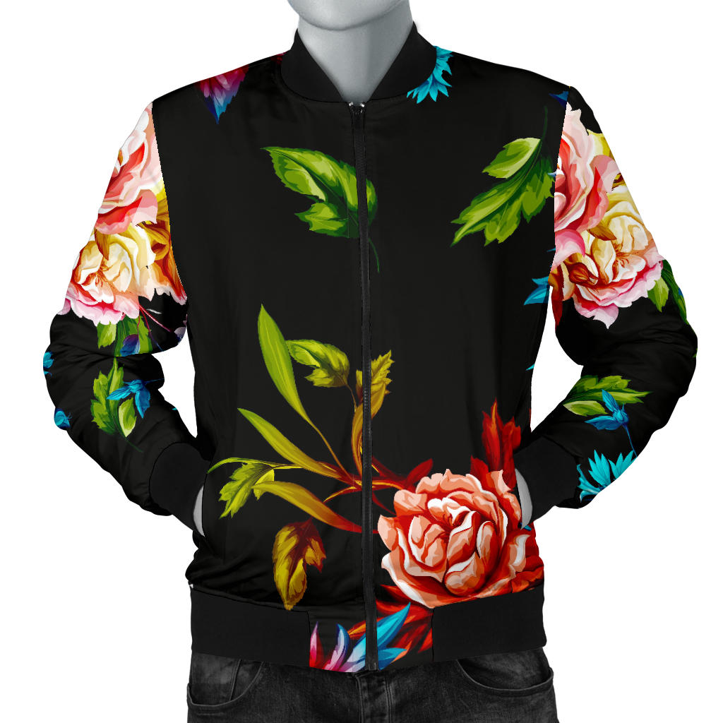 Peony Pattern Print Design PE07 Men Bomber Jacket