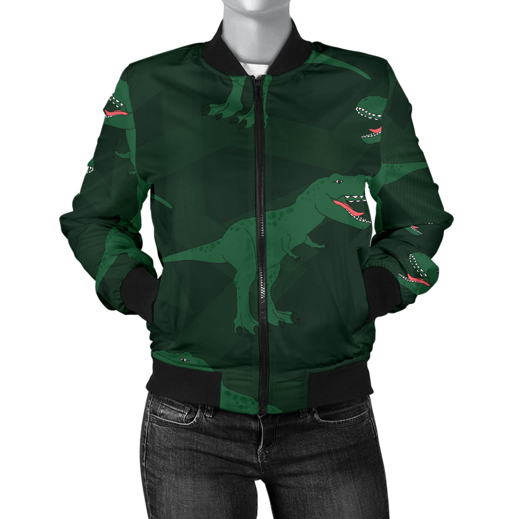 T Rex Pattern Print Design A06 Women's Bomber Jacket