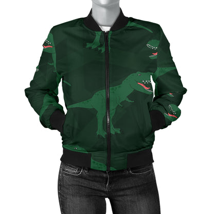 T Rex Pattern Print Design A06 Women's Bomber Jacket