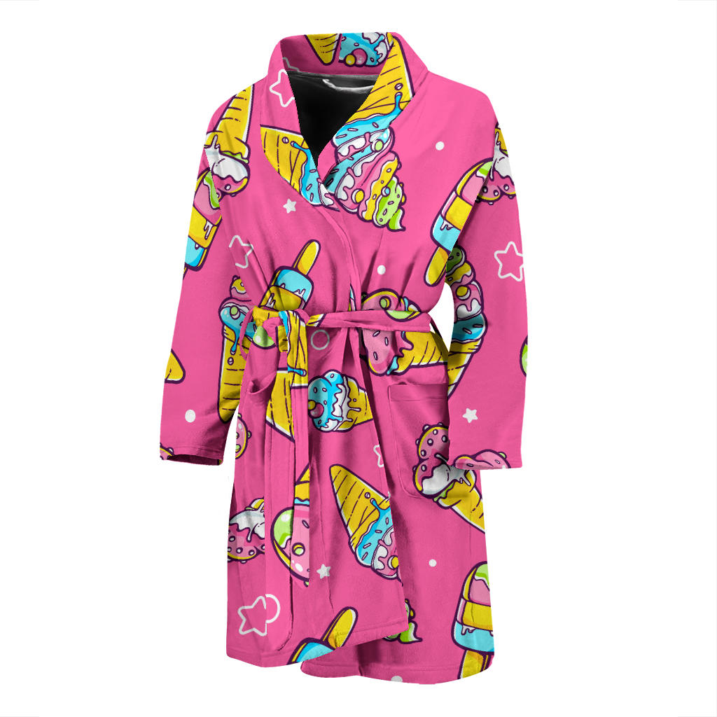 Ice Cream Pattern Print Design IC04 Men Bathrobe