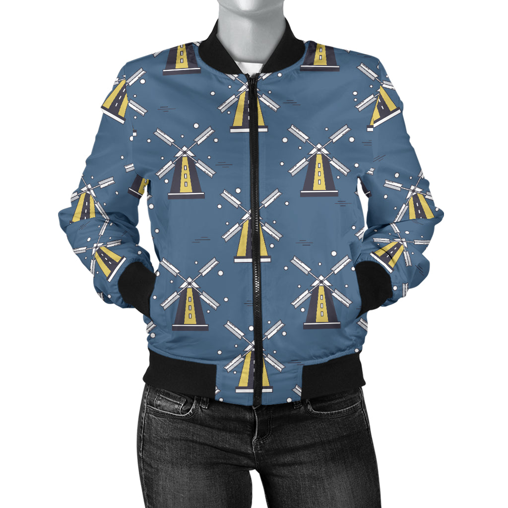 Windmill Pattern Print Design 03 Women's Bomber Jacket