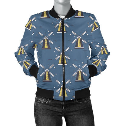 Windmill Pattern Print Design 03 Women's Bomber Jacket