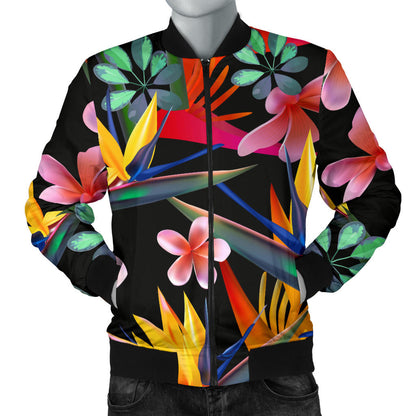 Tropical Flower Pattern Print Design TF015 Men Bomber Jacket